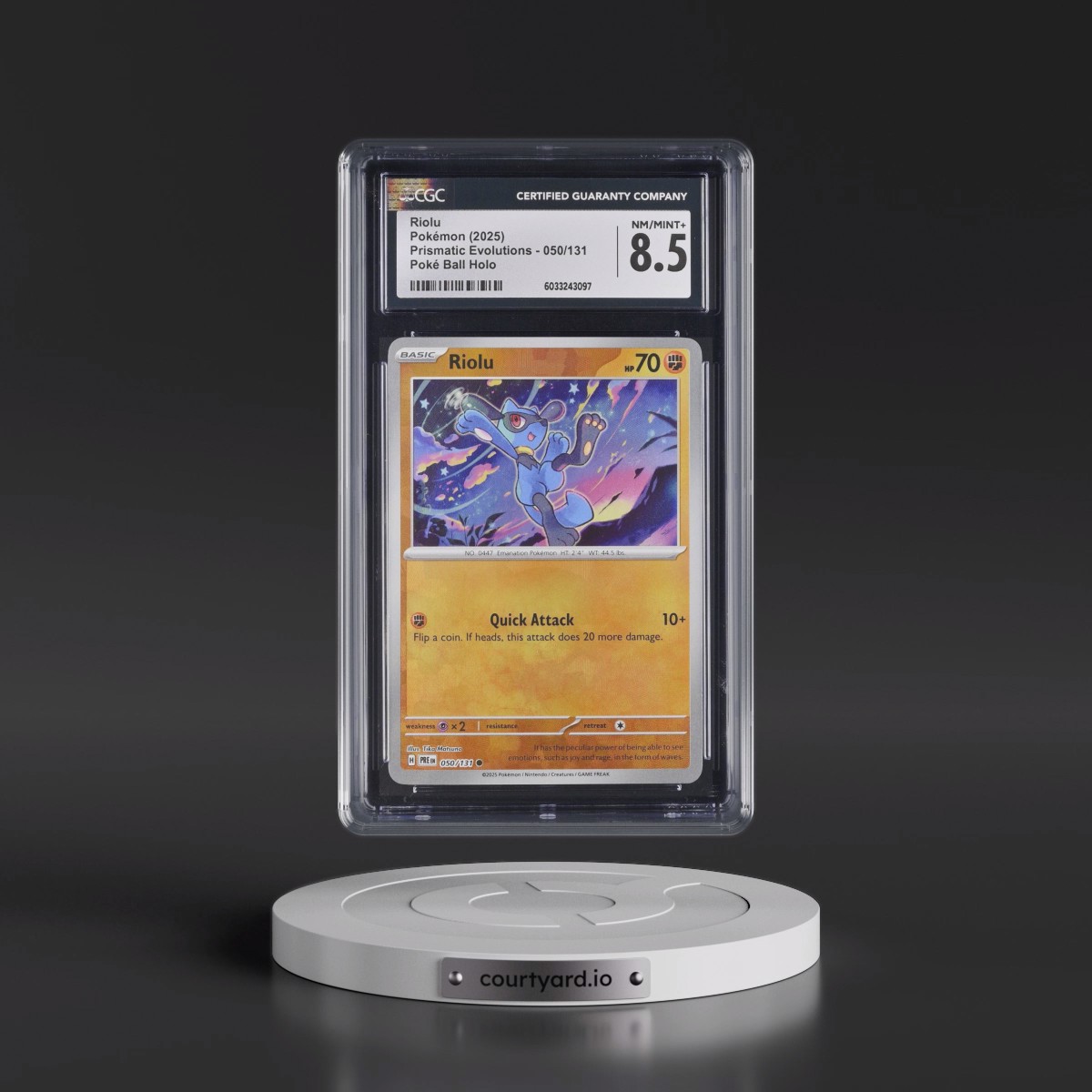2024 Prismatic Evolutions - PRE EN #050/131 Riolu - Poké Ball Holo (CGC 8.5 NM-MT+)
