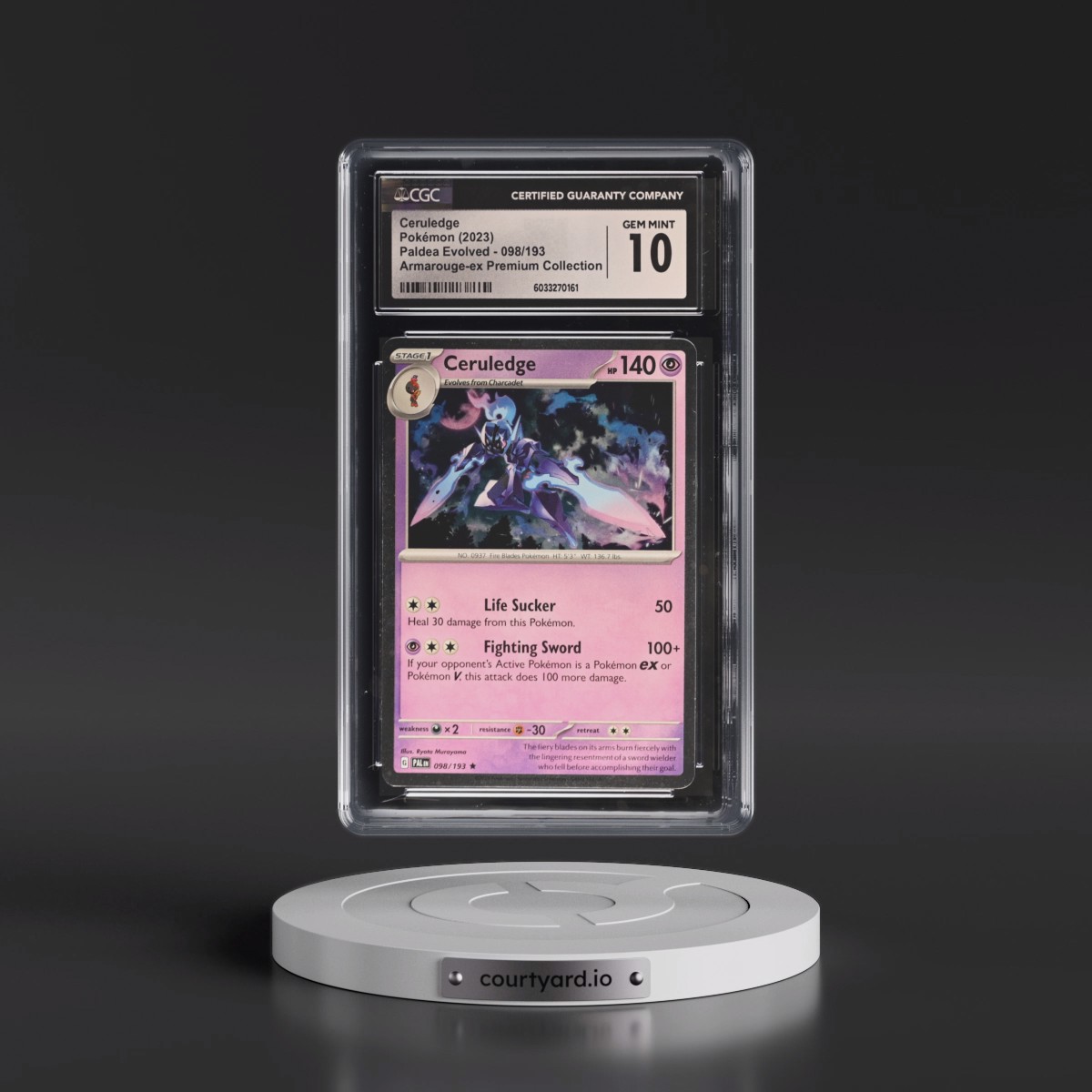 2023 Paldea Evolved - PAL EN #098/193 Ceruledge - Armarouge ex Premium Collection (Cosmos Holo) (CGC 10 GEM MINT)