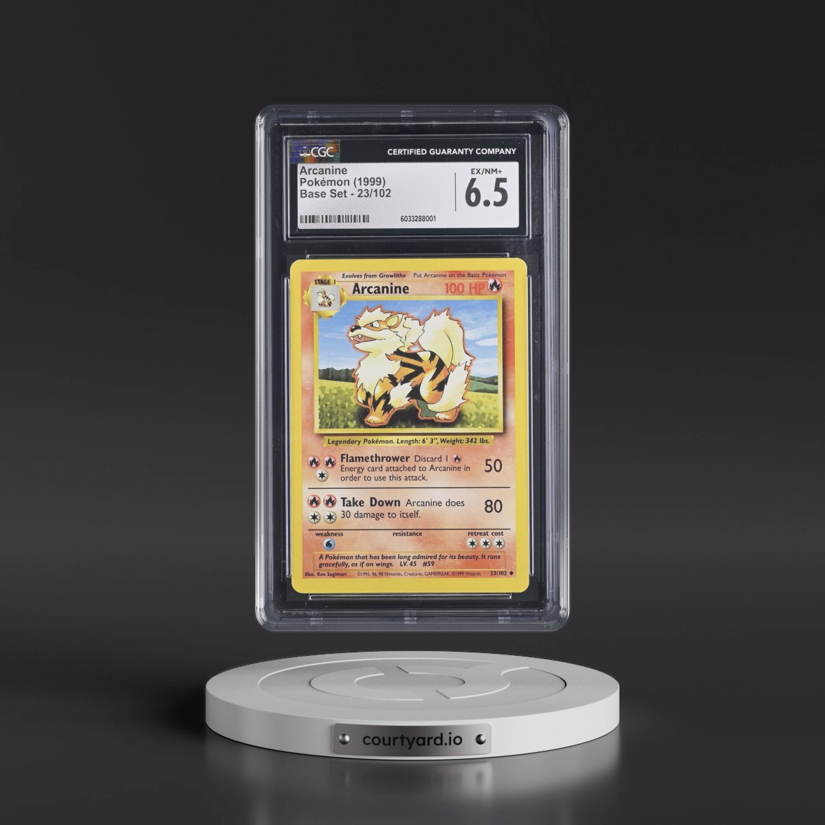 1999 Base Set #23/102 Arcanine (CGC 6.5 EX-NM+)