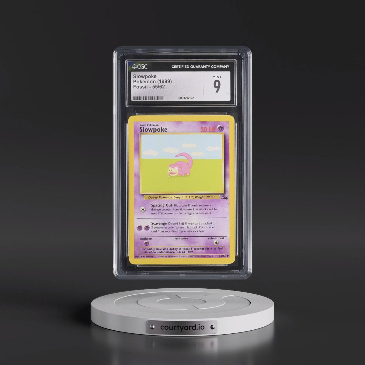 1999 Fossil #55/62 Slowpoke (CGC 9 MINT)