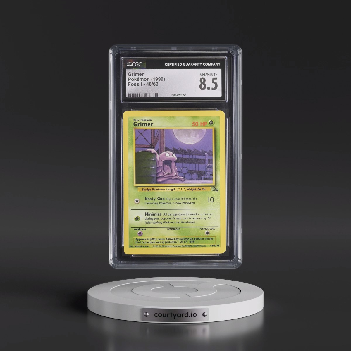 1999 Fossil #48/62 Grimer (CGC 8.5 NM-MT+)