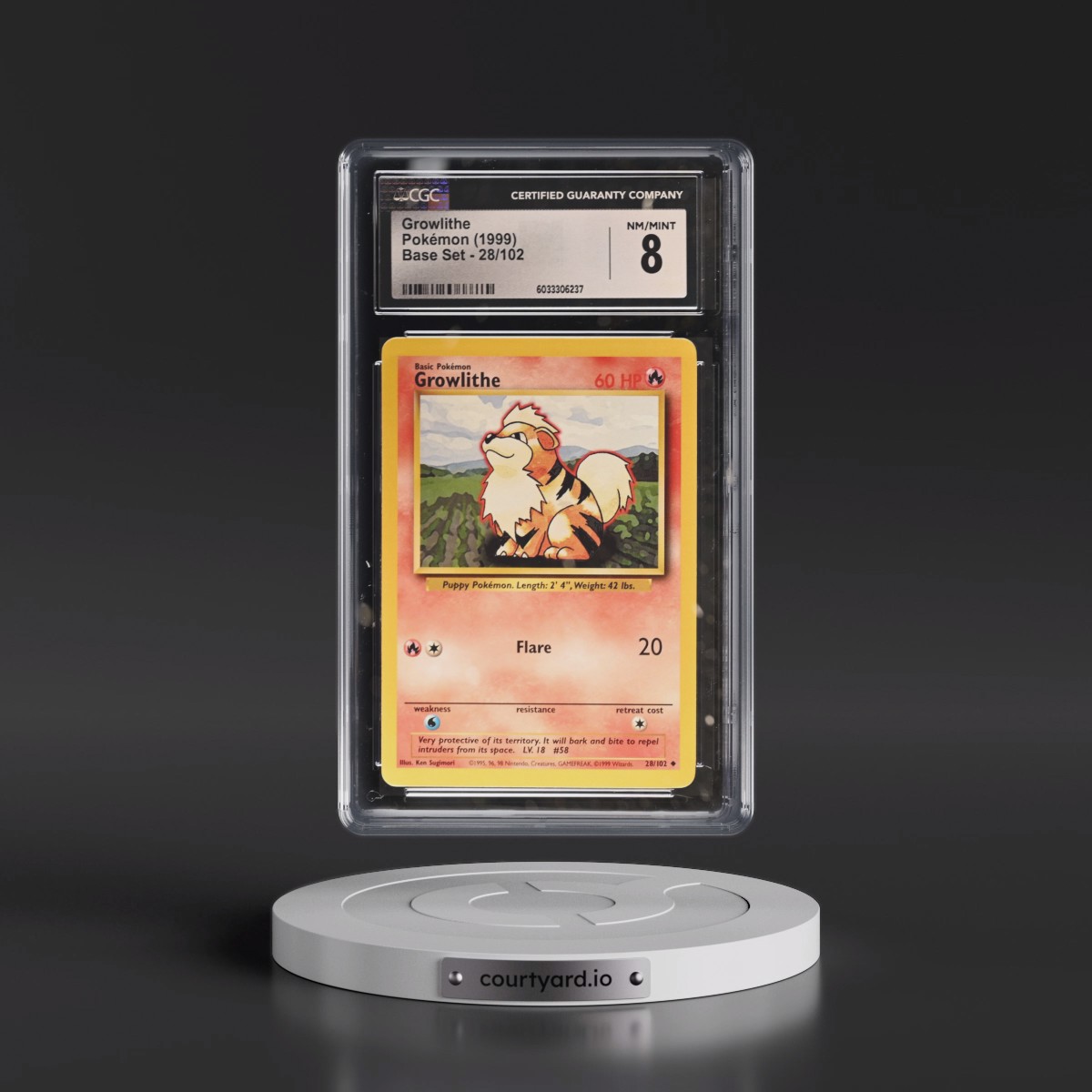 1999 Base Set #28/102 Growlithe (CGC 8 NM-MT)
