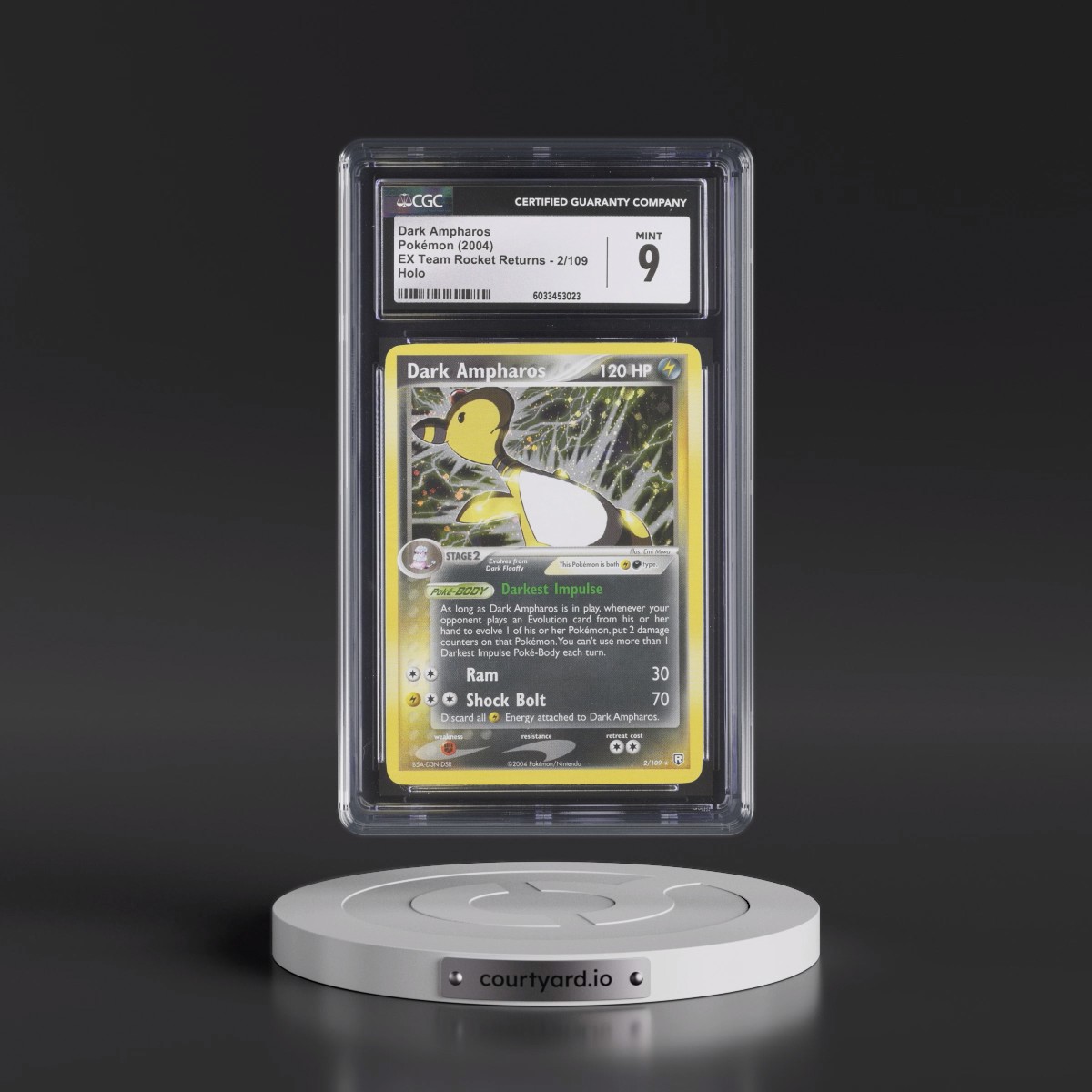 2004 EX Team Rocket Returns #2/109 Dark Ampharos - Holo (CGC 9 MINT)