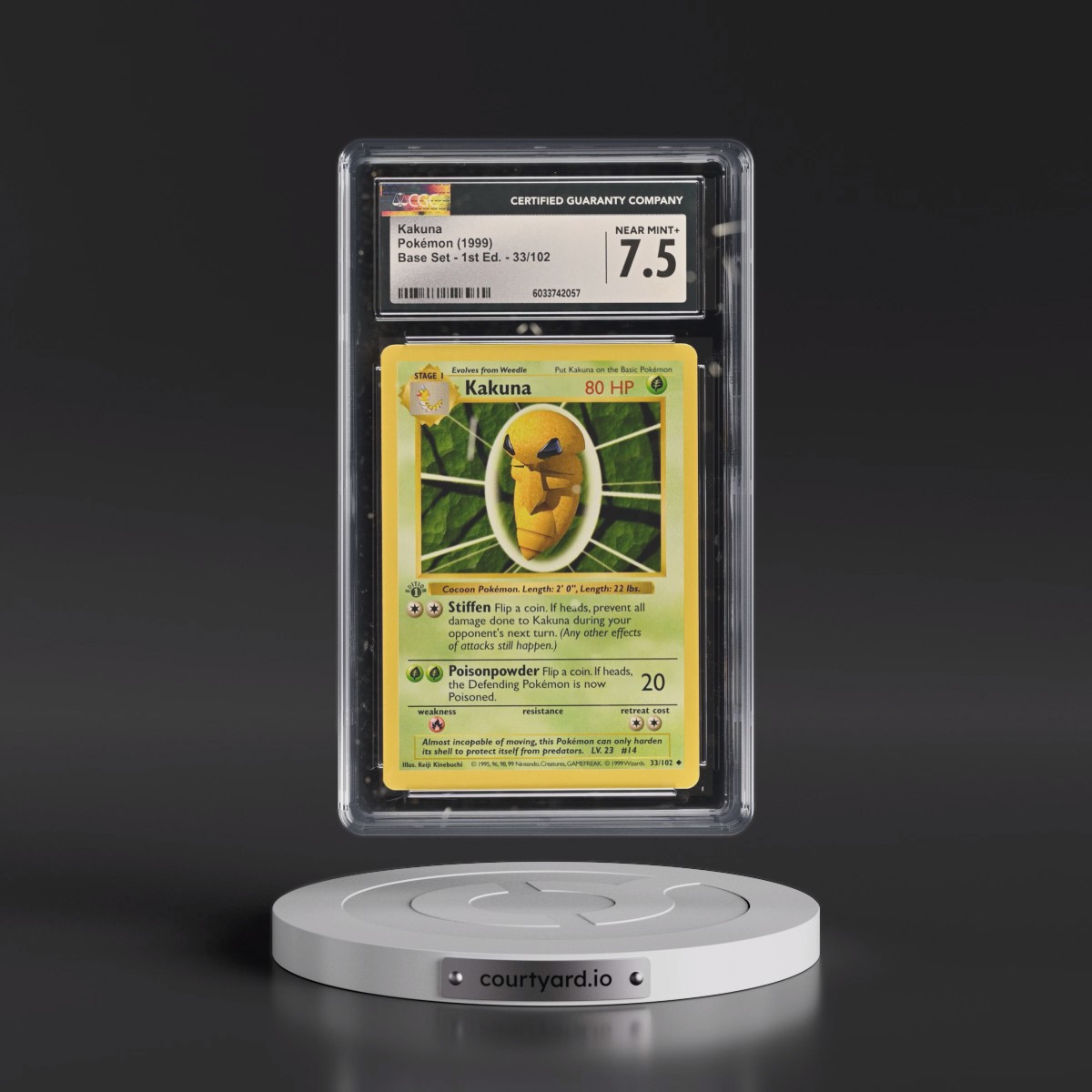 1999 Base Set #33/102 Kakuna - 1st Edition 1st Edition (CGC 7.5 NM+)