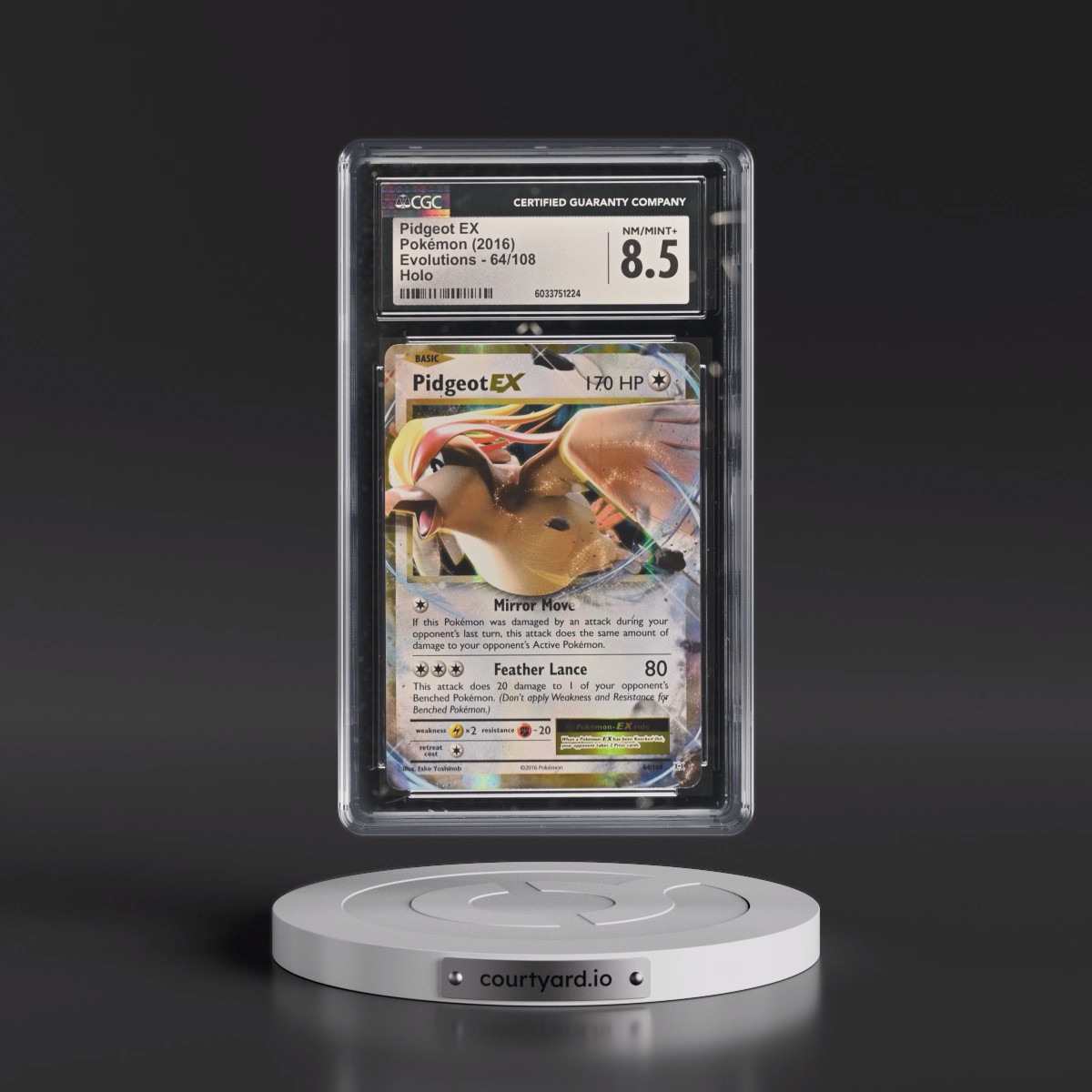 2016 Evolutions #64/108 Pidgeot EX - Holo (CGC 8.5 NM-MT+)