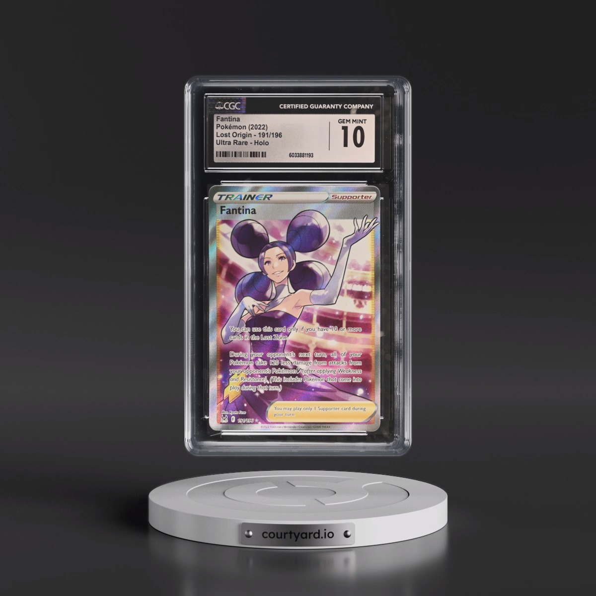 2022 Lost Origin #191/196 Fantina - Ultra Rare Holo (CGC 10 GEM MINT)