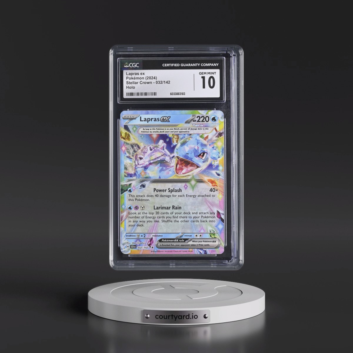 2024 Stellar Crown - SCR EN #032/142 Lapras ex - Holo (CGC 10 GEM MINT)