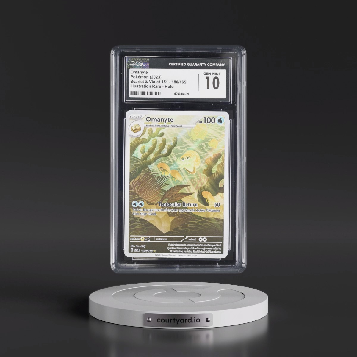2023 Scarlet & Violet 151 - MEW EN #180/165 Omanyte - Illustration Rare Holo (CGC 10 GEM MINT)
