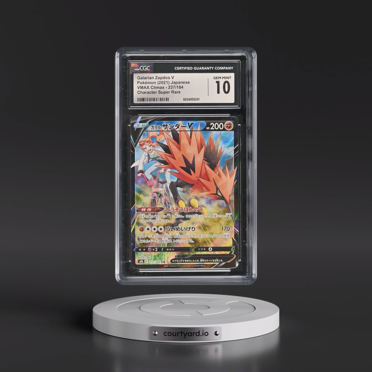 2021 VMAX Climax #237/184 Galarian Zapdos V - Holo Character Super Rare (CGC 10 GEM MINT)