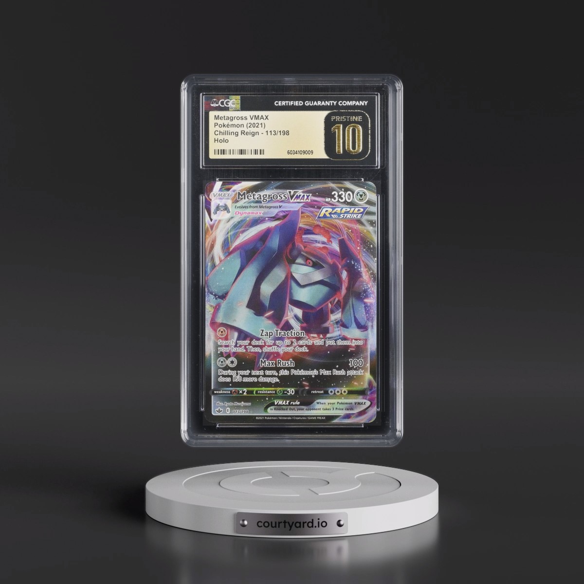 2021 Chilling Reign #113/198 Metagross VMAX - Holo (CGC 10 PRISTINE)