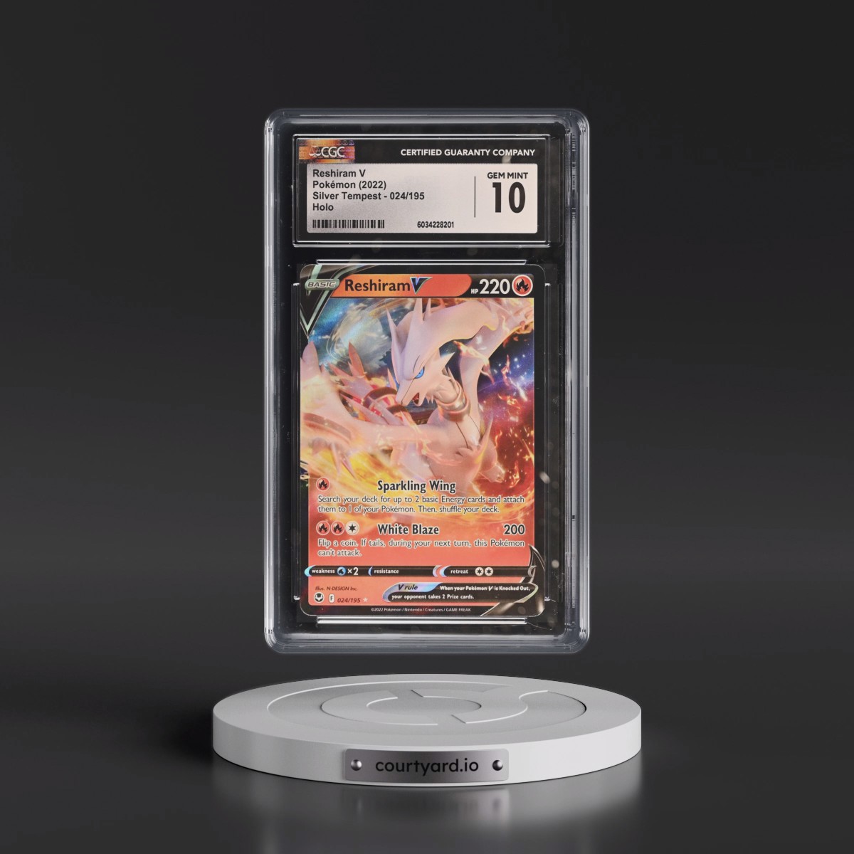 2022 Silver Tempest #024/195 Reshiram V - Holo (CGC 10 GEM MINT)