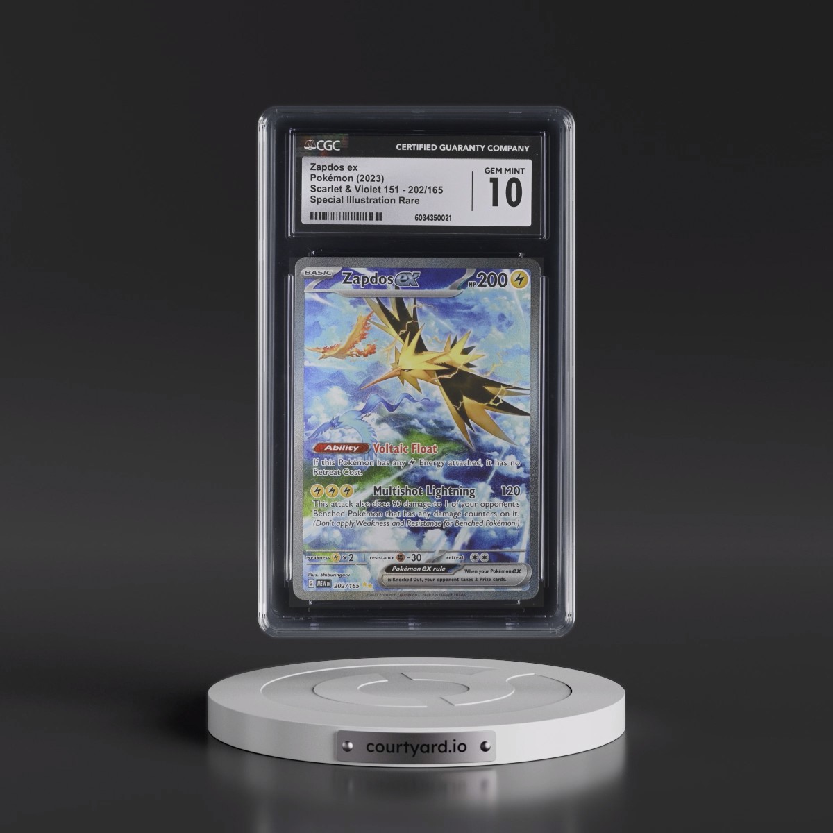 2023 Scarlet & Violet 151 - MEW EN #202/165 Zapdos ex - Special Illustration Rare (Holo) (CGC 10 GEM MINT)