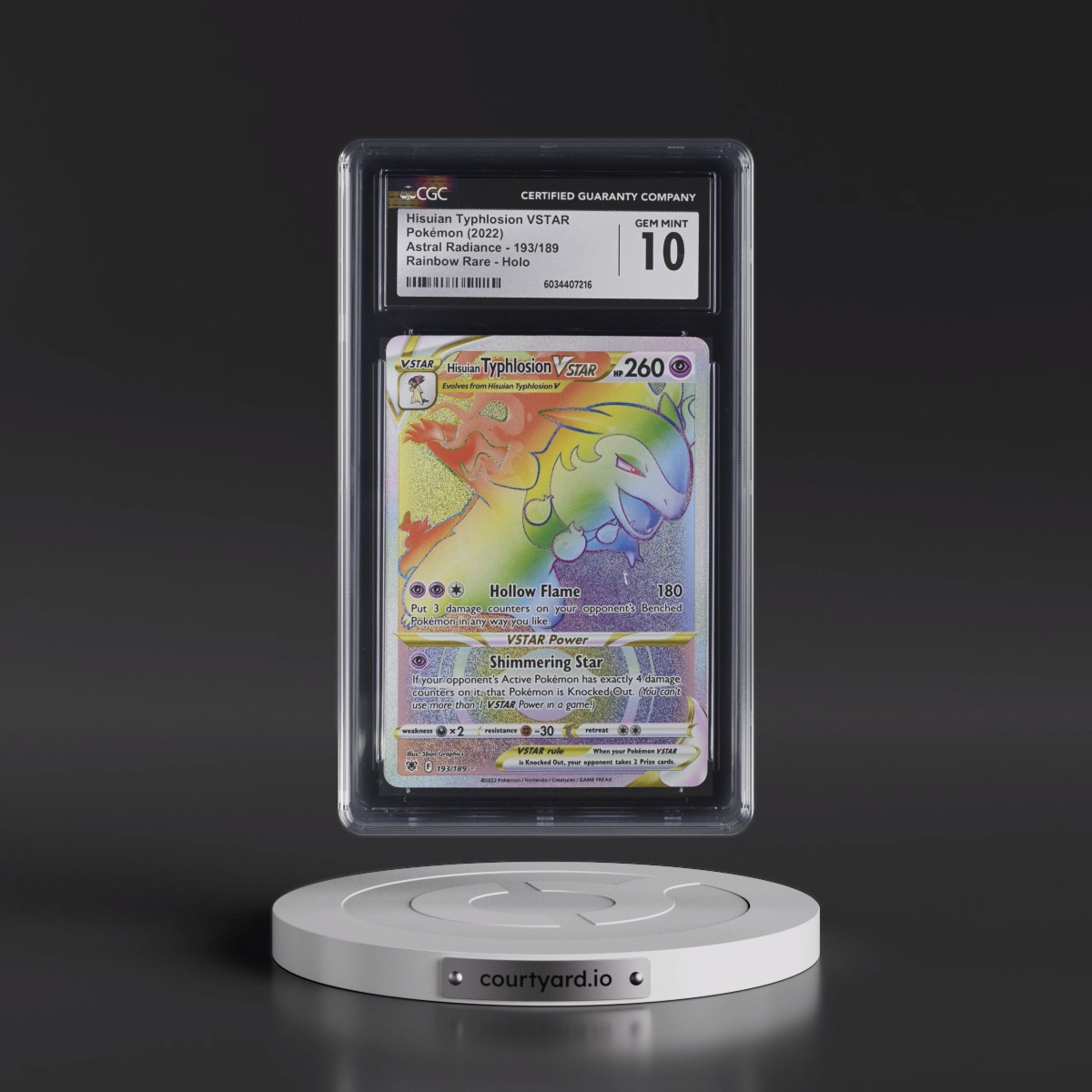 Astral Radiance #193/189 Hisuian Typhlosion VSTAR - Rainbow Rare Holo (CGC 10 GEM MINT)