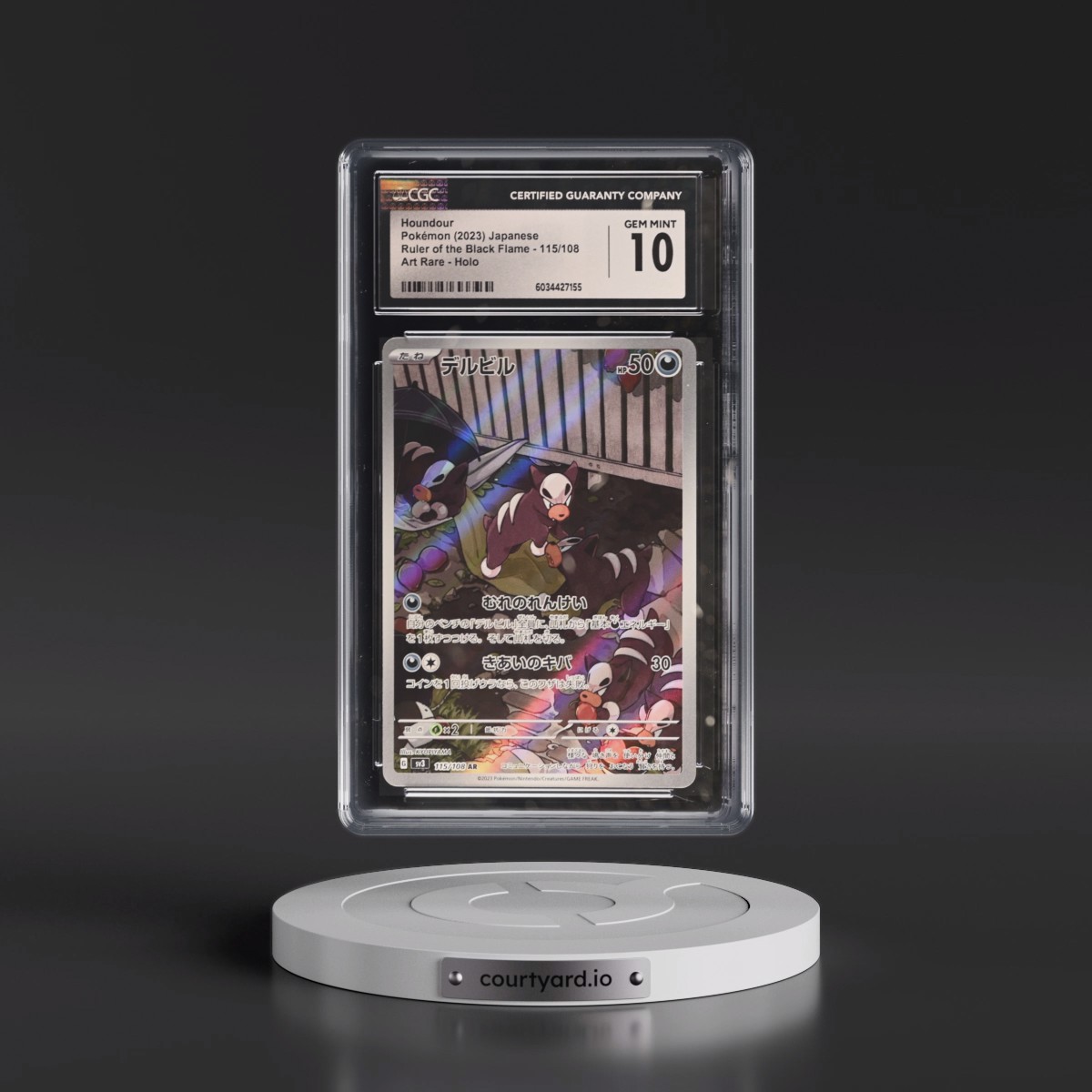 2023 Ruler of the Black Flame Houndour - Art Rare Holo #115/108 CGC 10