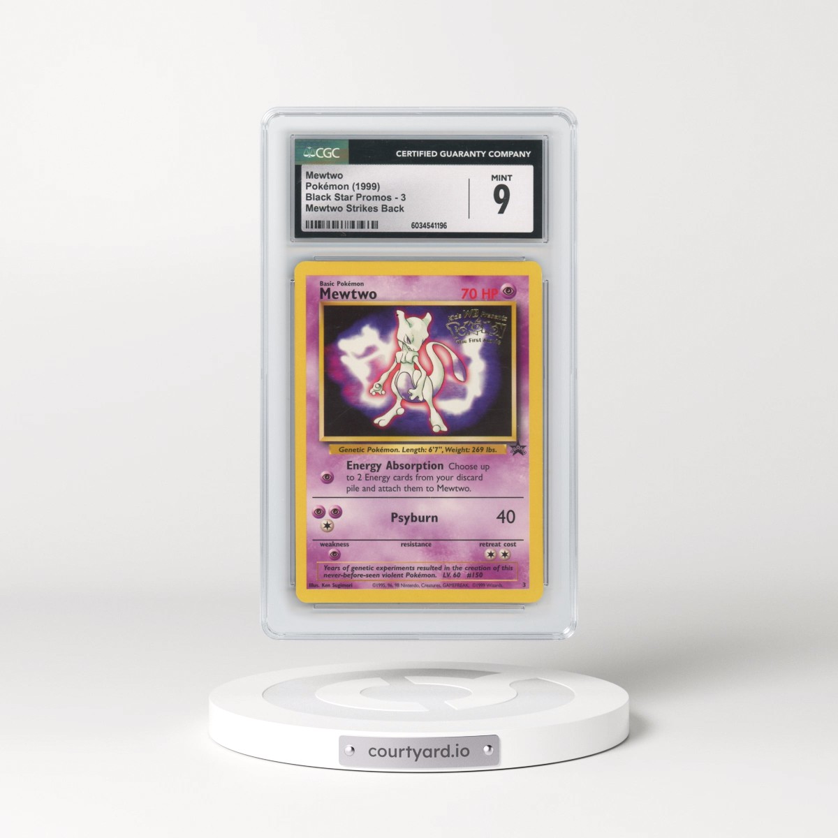 1999 Black Star Promos #3 Mewtwo - Mewtwo Strikes Back (CGC 9 MINT)
