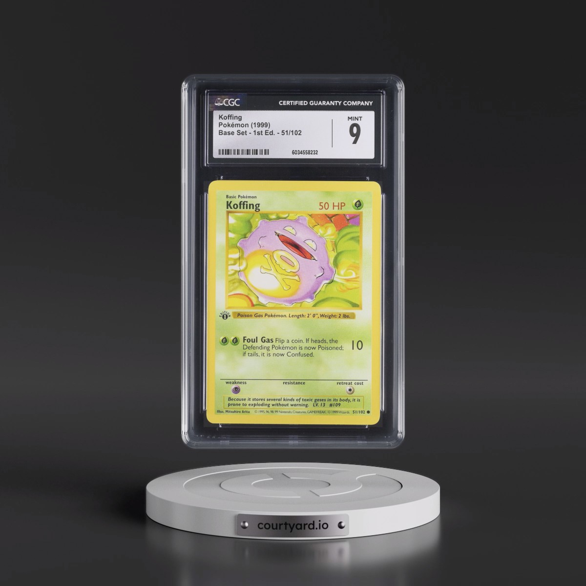 1999 Base Set #51/102 Koffing - 1st Edition 1st Edition (CGC 9 MINT)