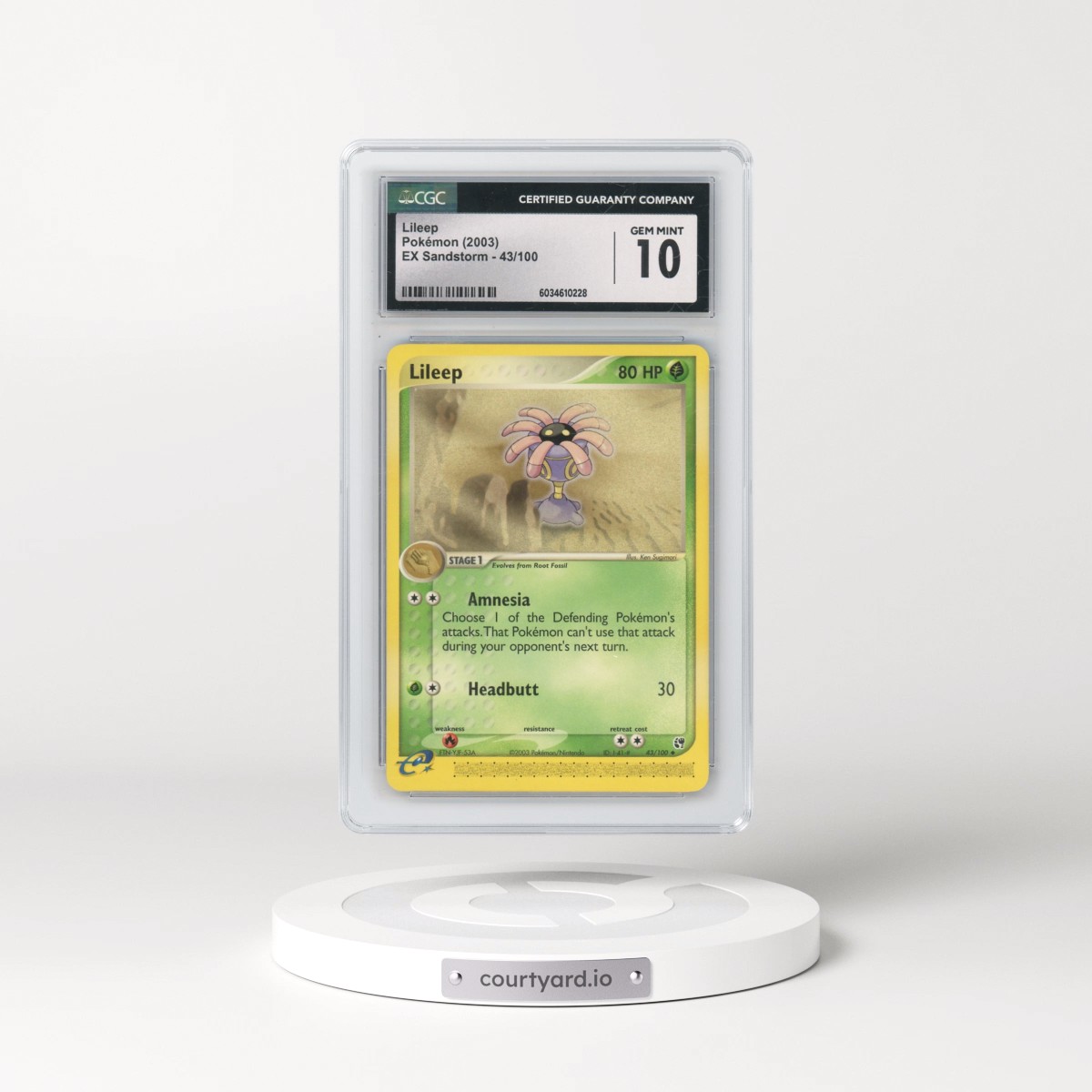 2003 EX Sandstorm (2003 Copyright, w/ "e" Symbol) #43/100 Lileep (CGC 10 GEM MINT)