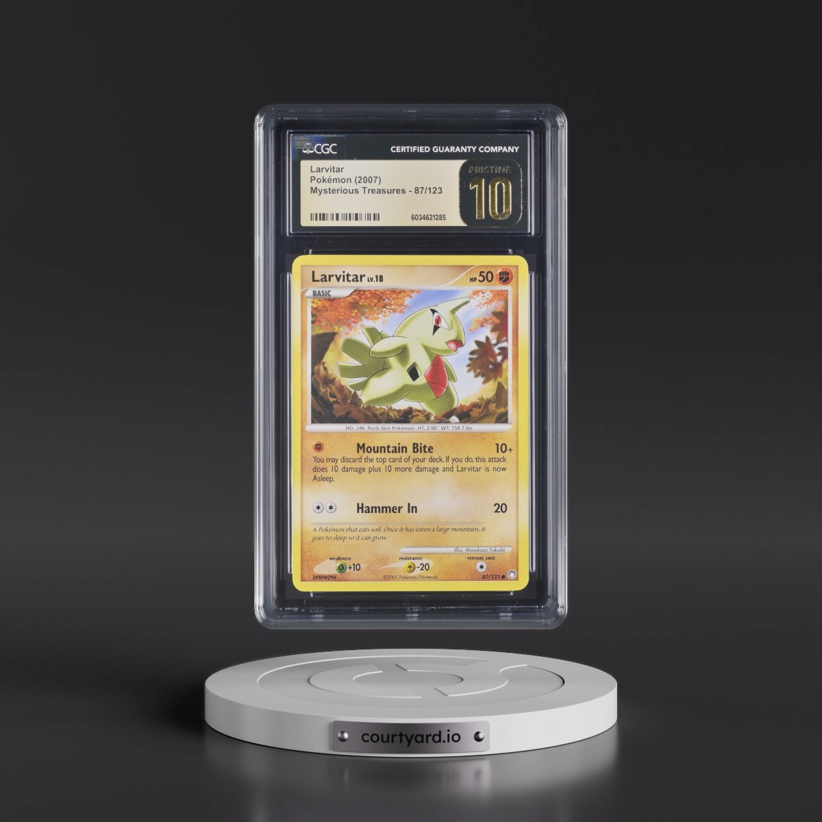 2007 Mysterious Treasures #87/123 Larvitar (CGC 10 PRISTINE)