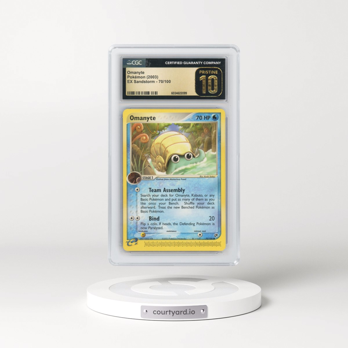 2003 EX Sandstorm (2003 Copyright, w/ "e" Symbol) #70/100 Omanyte (CGC 10 PRISTINE)