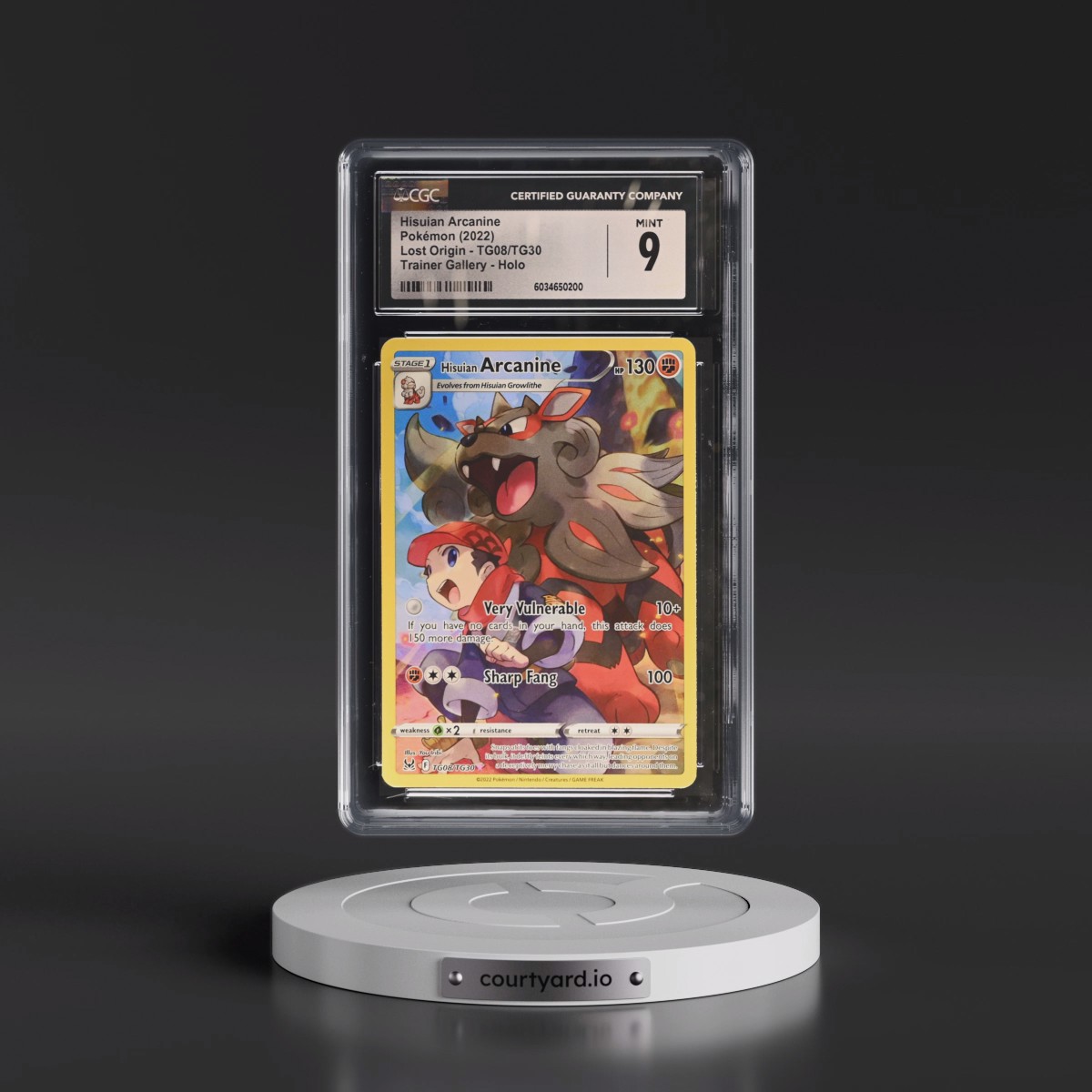 2022 Lost Origin #TG08/TG30 Hisuian Arcanine - Trainer Gallery Holo (CGC 9 MINT)