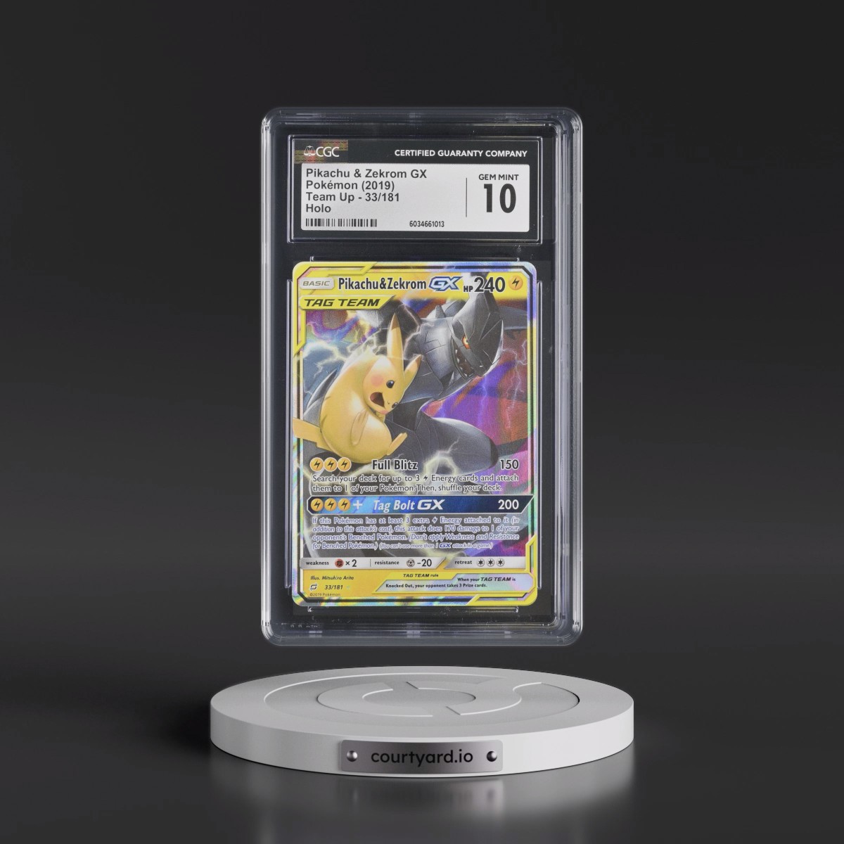 2019 Team Up #33/181 Pikachu & Zekrom GX - Holo (CGC 10 GEM MINT)