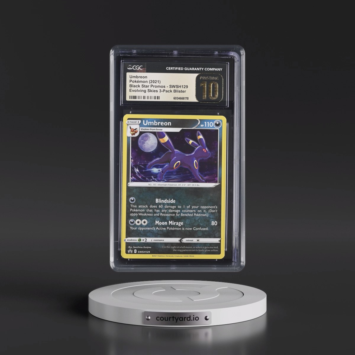 2017 Black Star Promos - Sword & Shield #SWSH129 Umbreon - Evolving Skies 3-Pack Blister (Cosmos Holo) (CGC 10 PRISTINE)