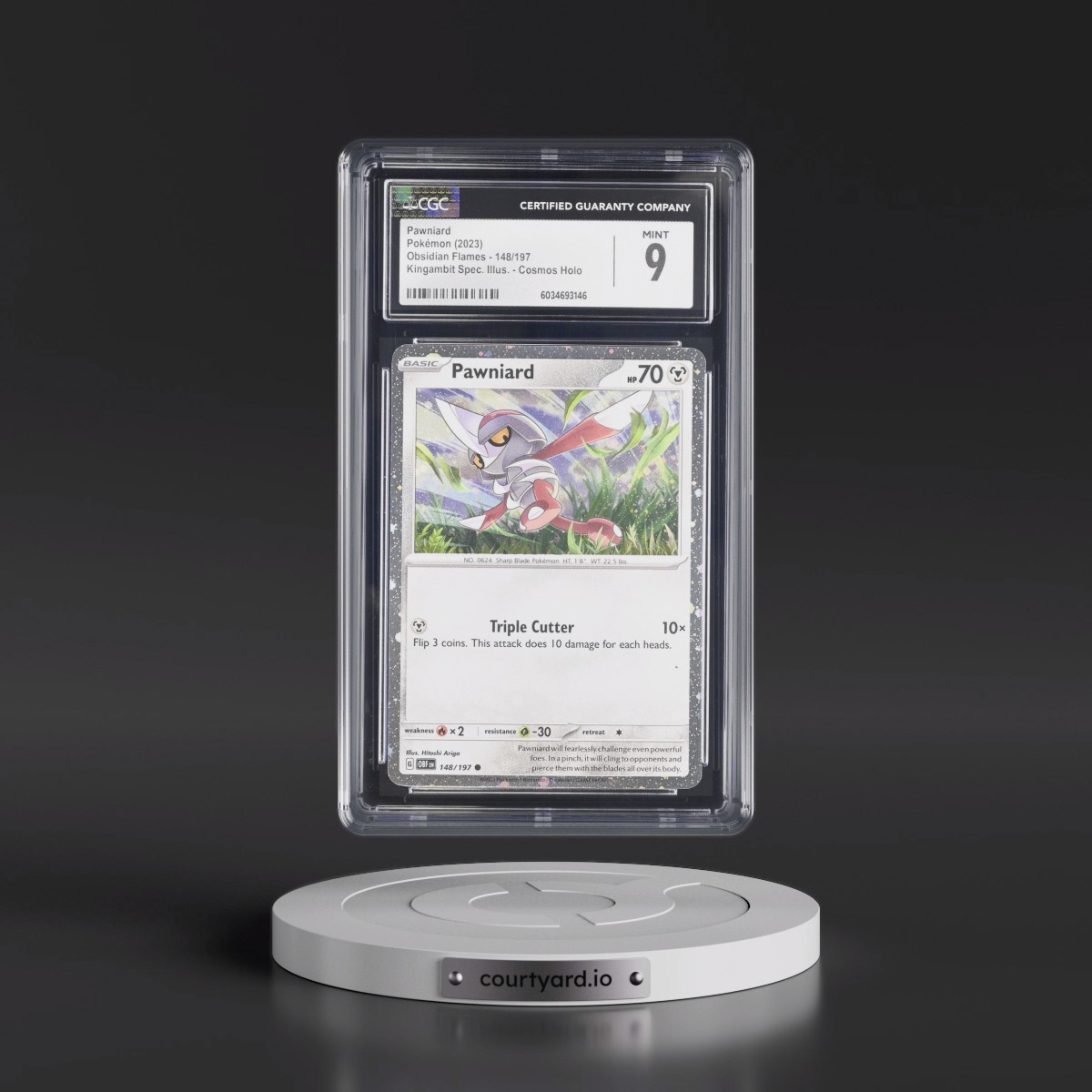 2024 Pokémon Obf EN-Obsidian Flames #148 Pawniard - Shrouded Fable Illustration Collection (CGC 9 MINT)