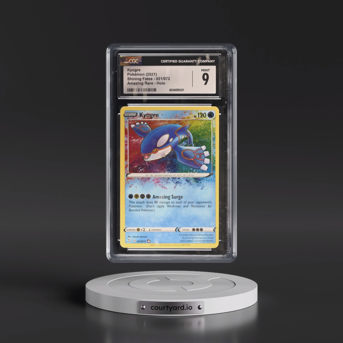 2021 Shining Fates #021/072 Kyogre - Amazing Rare Holo (CGC 9 MINT)