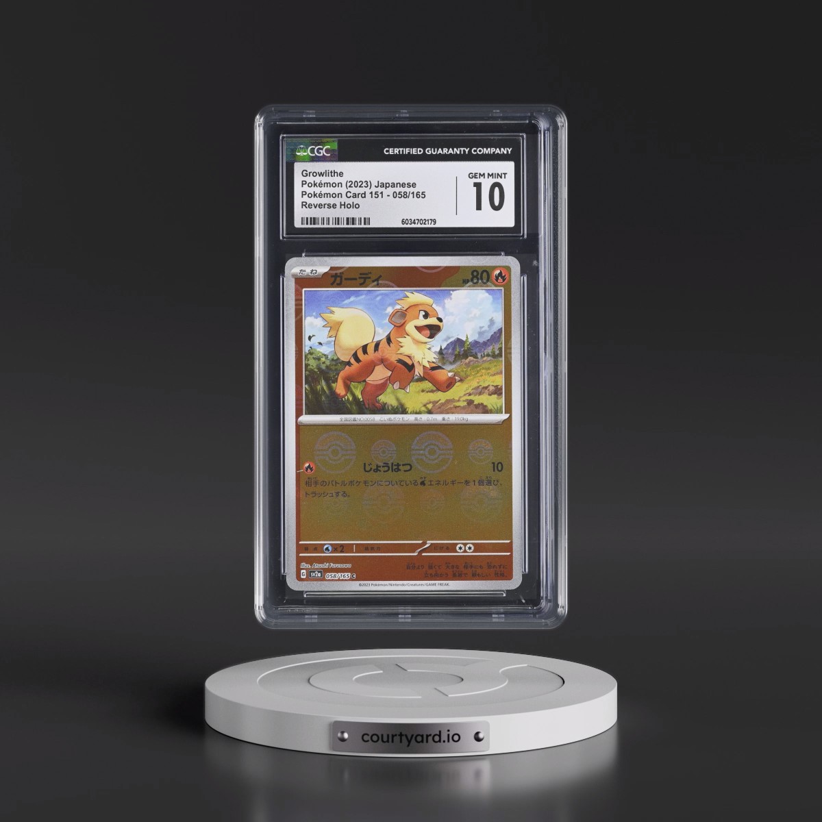 2023 Pokémon Card 151 #058/165 Growlithe - Reverse Holo Poké Ball (CGC 10 GEM MINT)