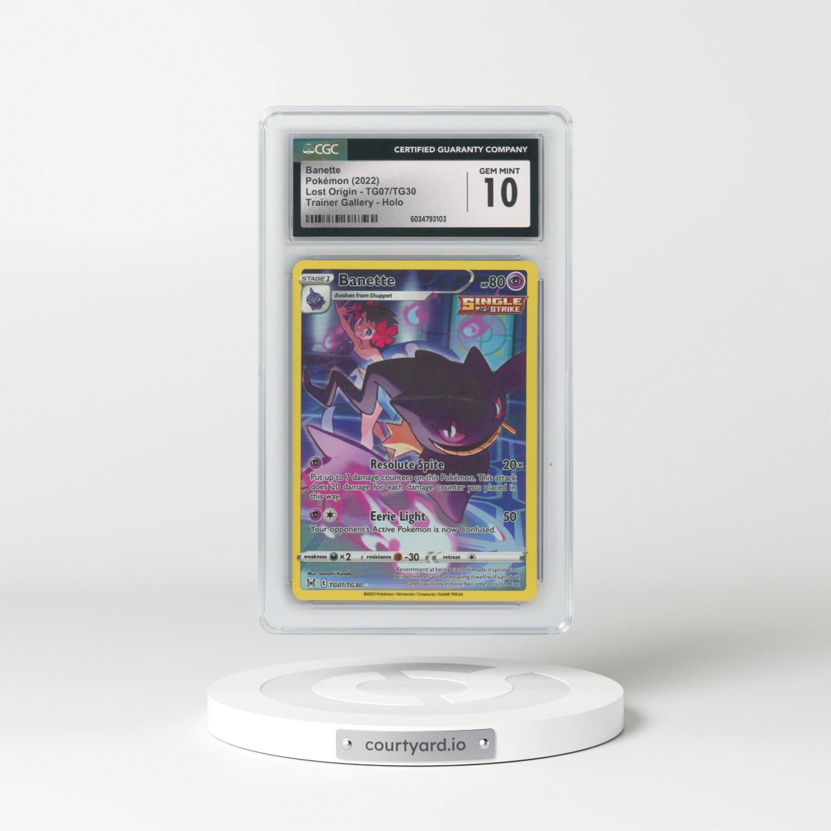 2022 Lost Origin #TG07/TG30 Banette - Character Rare (CGC 10 GEM MINT)