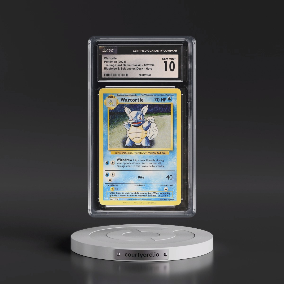2023 Trading Card Game Classic - CLV, CLC, CLB #002/034 Wartortle - Blastoise & Suicune ex Deck - CLB Holo (CGC 10 GEM MINT)