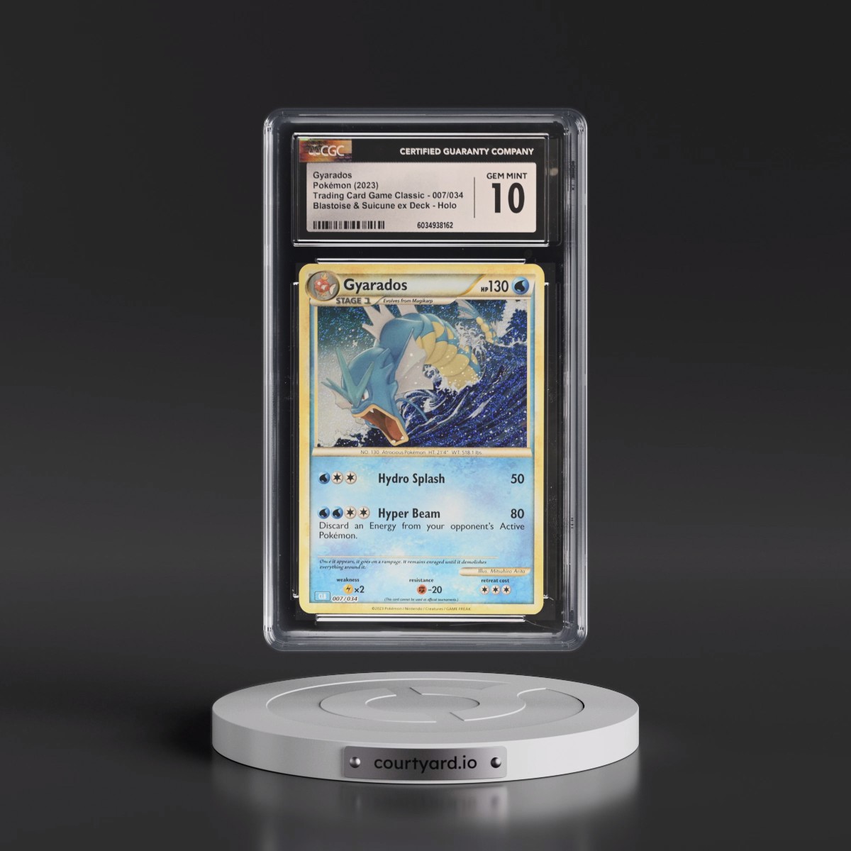 2023 Trading Card Game Classic - CLV, CLC, CLB #007/034 Gyarados - Blastoise & Suicune ex Deck - CLB Holo (CGC 10 GEM MINT)