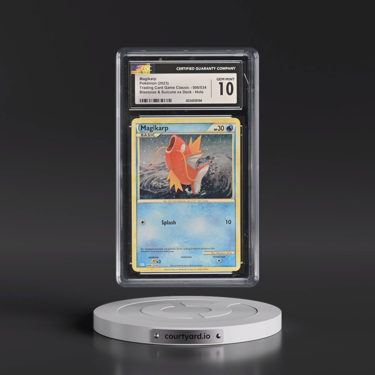 2023 Trading Card Game Classic - CLV, CLC, CLB #006/034 Magikarp - Blastoise & Suicune ex Deck - CLB Holo (CGC 10 GEM MINT)