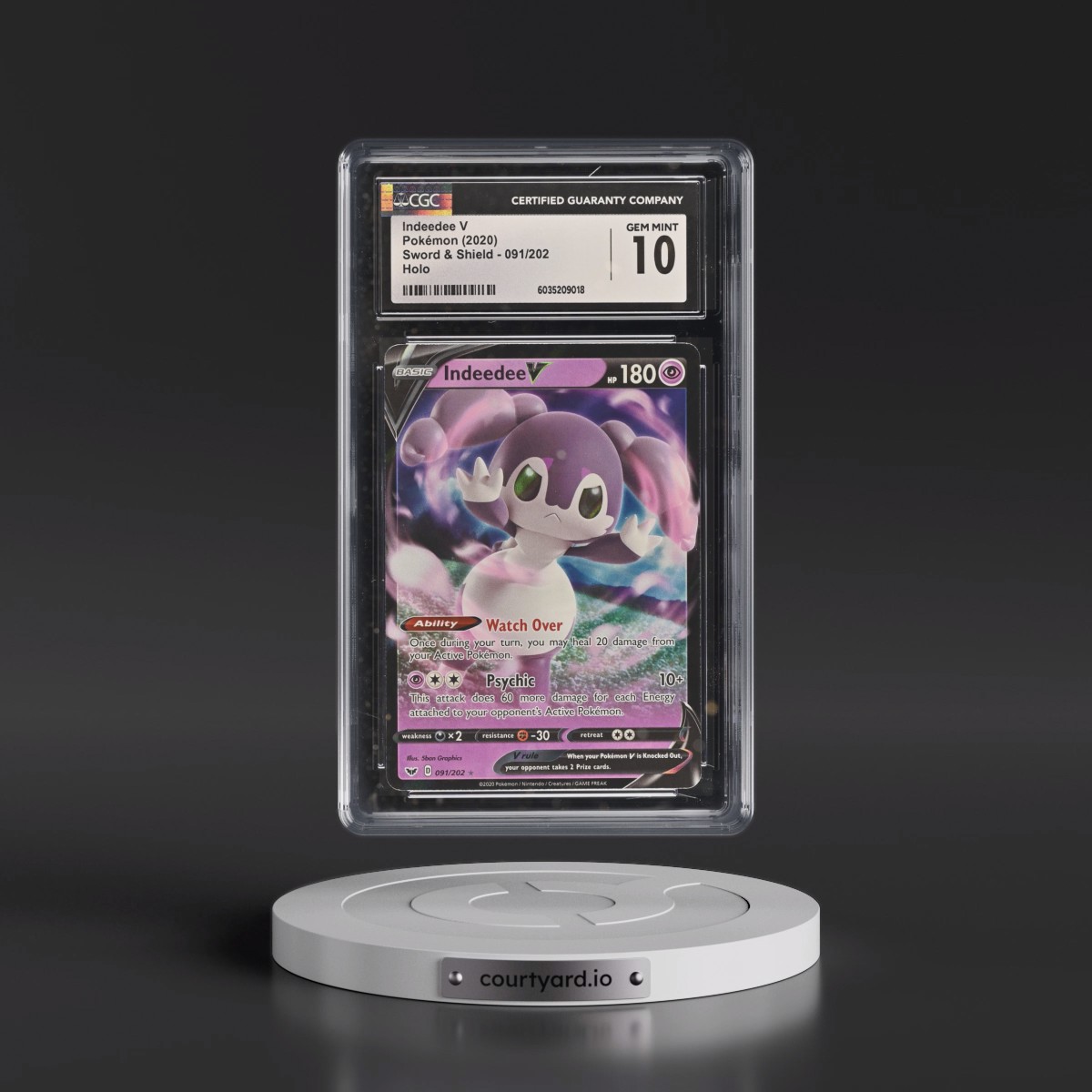 2020 Sword & Shield #091/202 Indeedee V - Holo (CGC 10 GEM MINT)