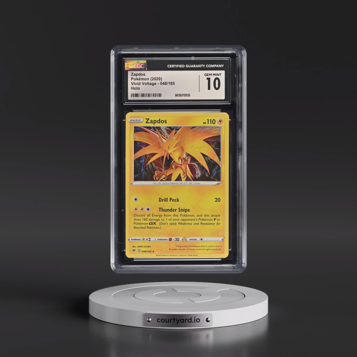 2020 Vivid Voltage #048/185 Zapdos - Holo (CGC 10 GEM MINT)