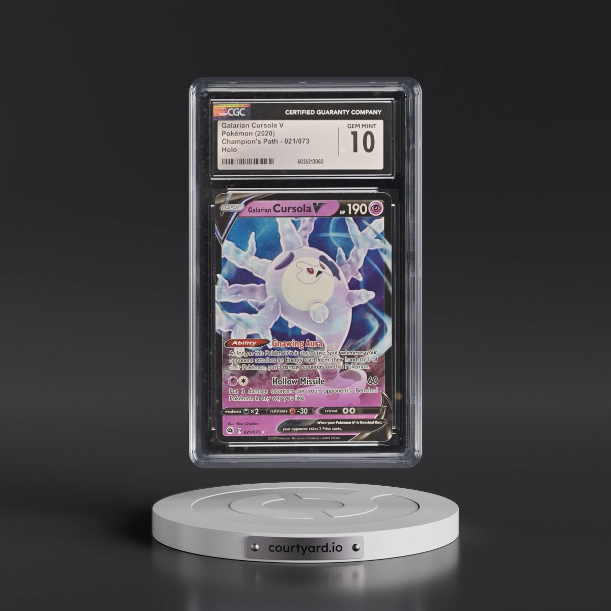 2020 Champion's Path #021/073 Galarian Cursola V - Holo (CGC 10 GEM MINT)