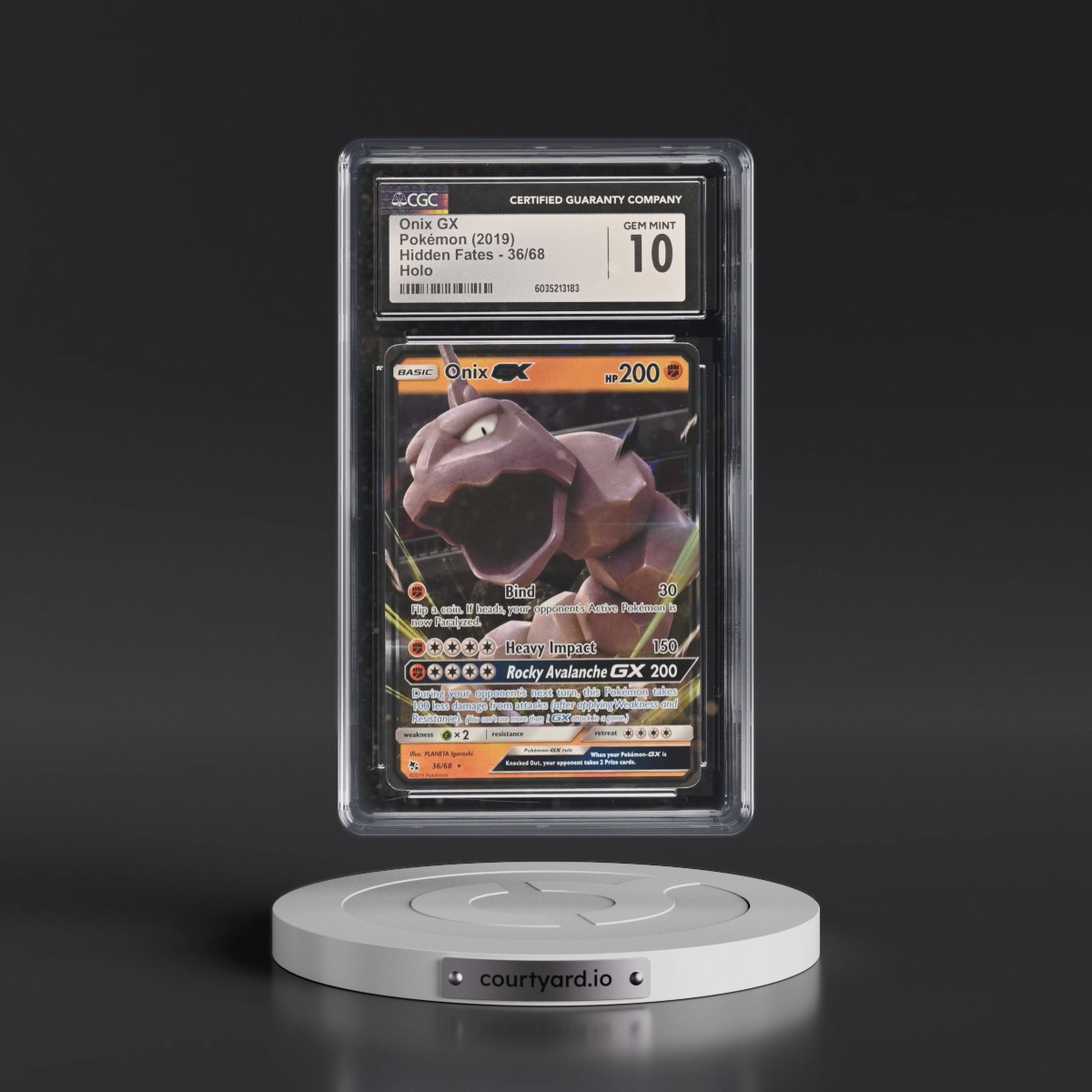 2019 Hidden Fates #36/68 Onix GX - Holo (CGC 10 GEM MINT)