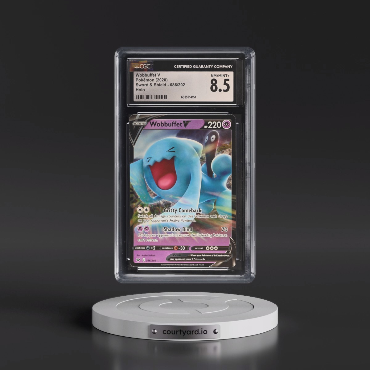 2020 Sword & Shield #086/202 Wobbuffet V - Holo (CGC 8.5 NM-MT+)