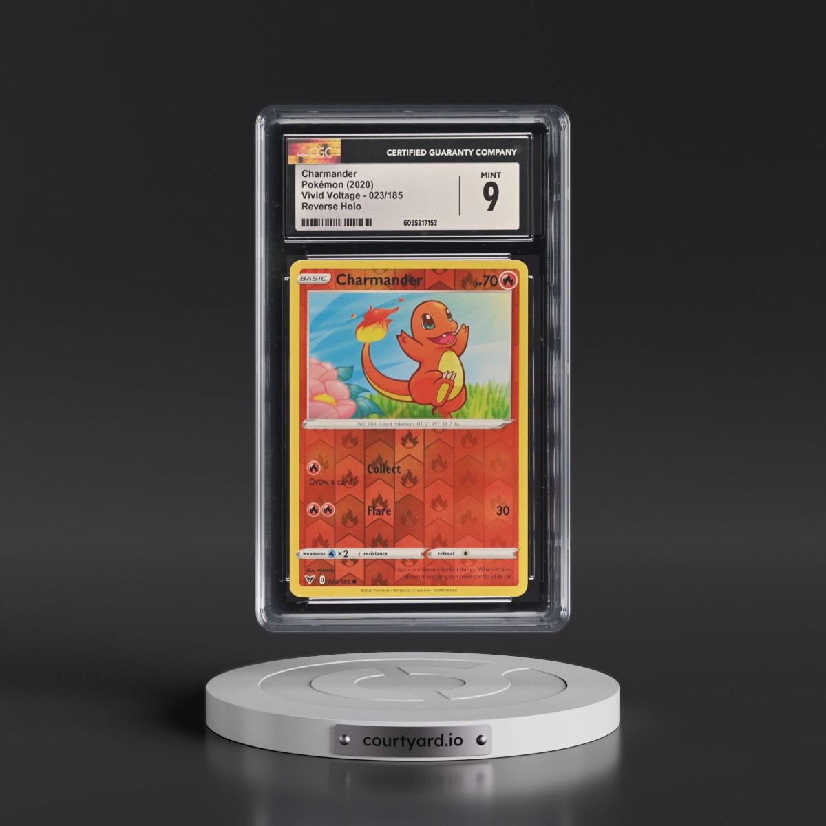 2020 Vivid Voltage #023/185 Charmander - Reverse Holo (Plain Holo with Energy Symbols) (CGC 9 MINT)