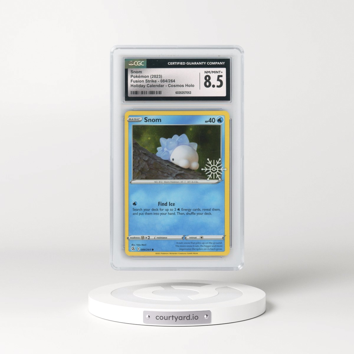 2019 Fusion Strike #084/264 Snom - Holiday Calendar (Snowflake Stamp) Cosmos Holo (CGC 8.5 NM-MT+)