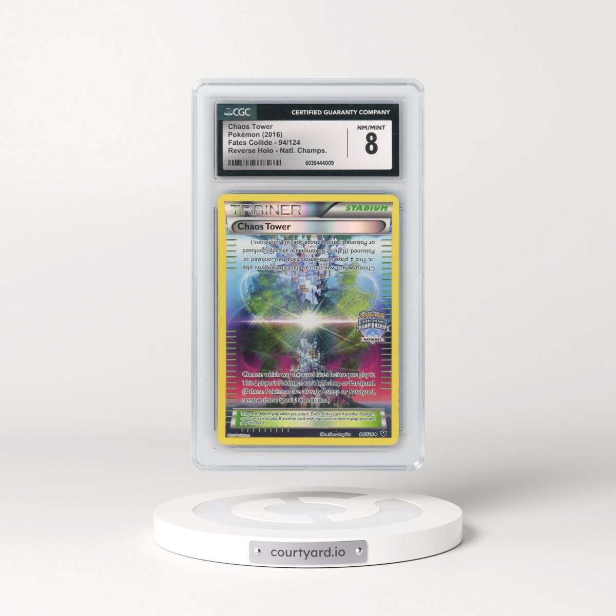 2016 Fates Collide #94/124 Chaos Tower - Reverse Holo National Championships () (CGC 8 NM-MT)