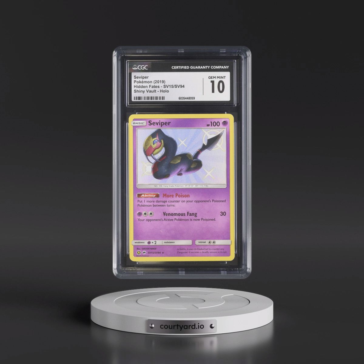 2019 Hidden Fates #SV15/SV94 Seviper - Shiny Rare Holo (CGC 10 GEM MINT)