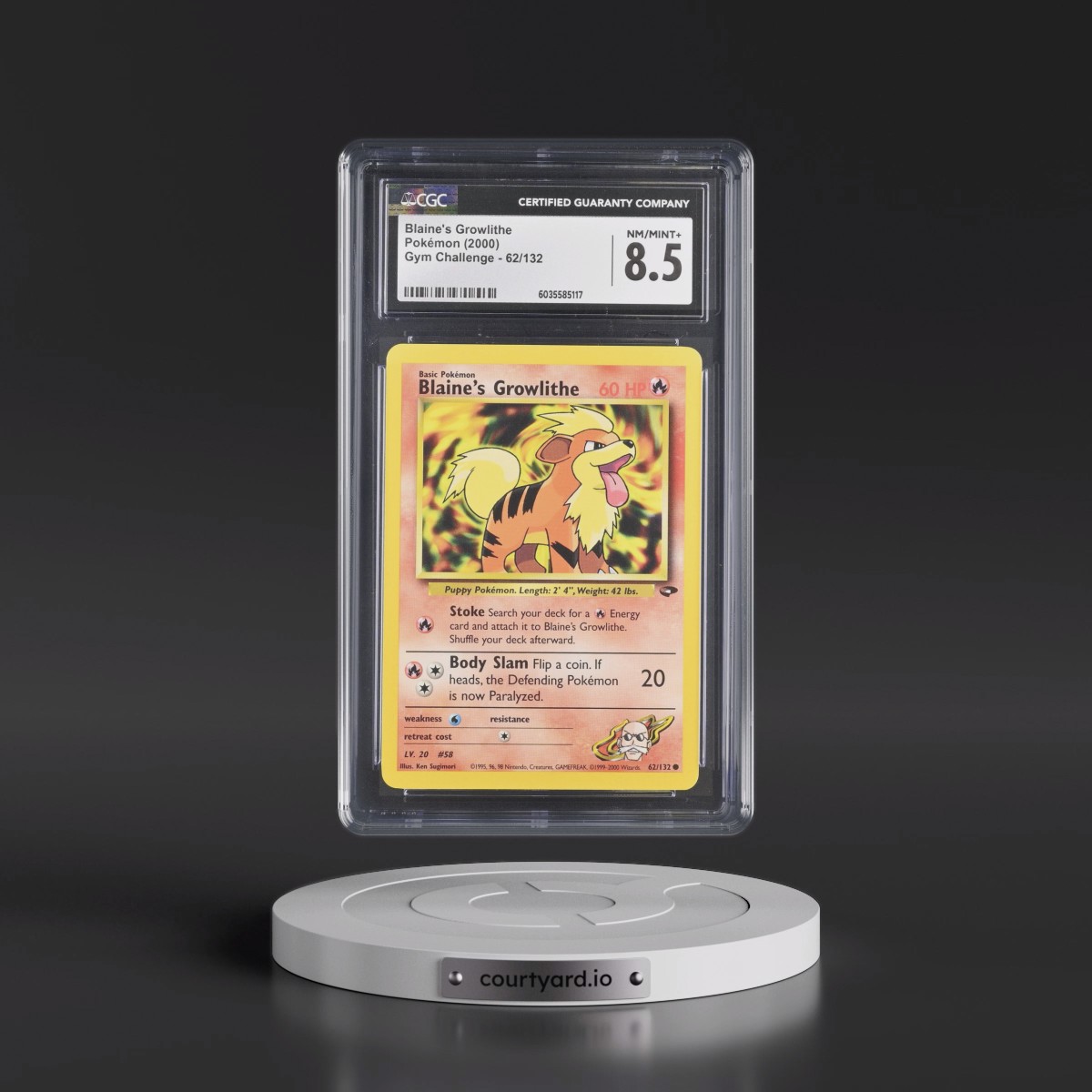 2000 Gym Challenge #62/132 Blaine's Growlithe (HP60) (CGC 8.5 NM-MT+)