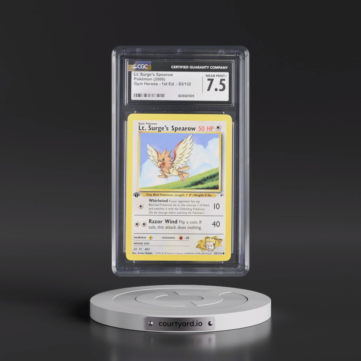 2000 Gym Heroes #83/132 Lt. Surge's Spearow - 1st Edition 1st Edition (CGC 7.5 NM+)