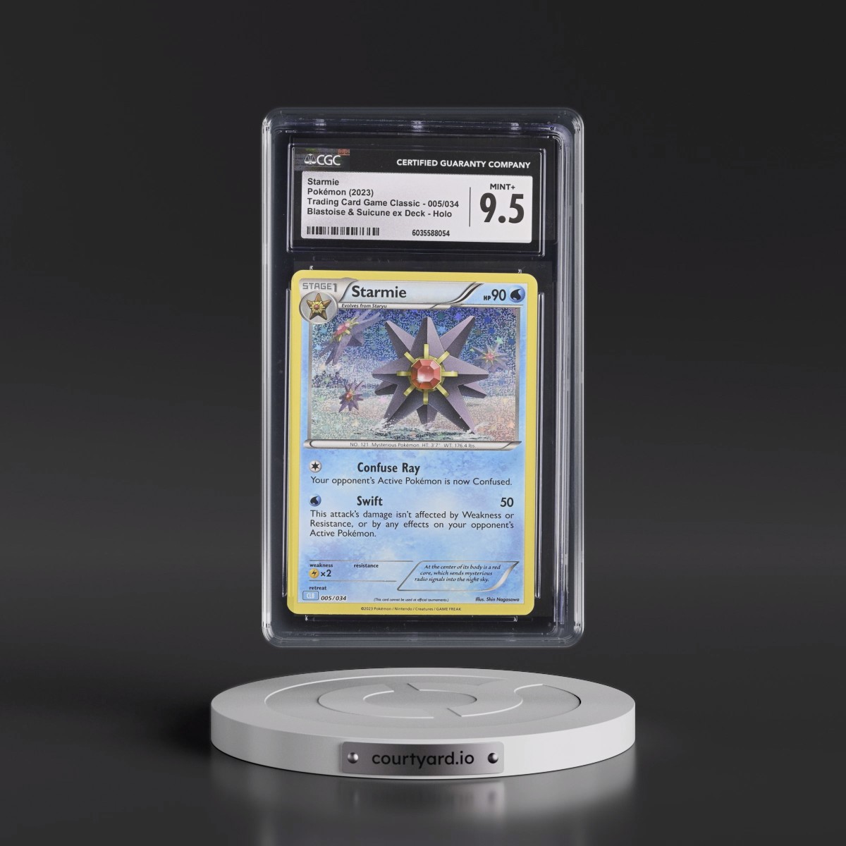2023 Trading Card Game Classic - CLV, CLC, CLB #005/034 Starmie - Blastoise & Suicune ex Deck - CLB Holo (CGC 9.5 MINT+)