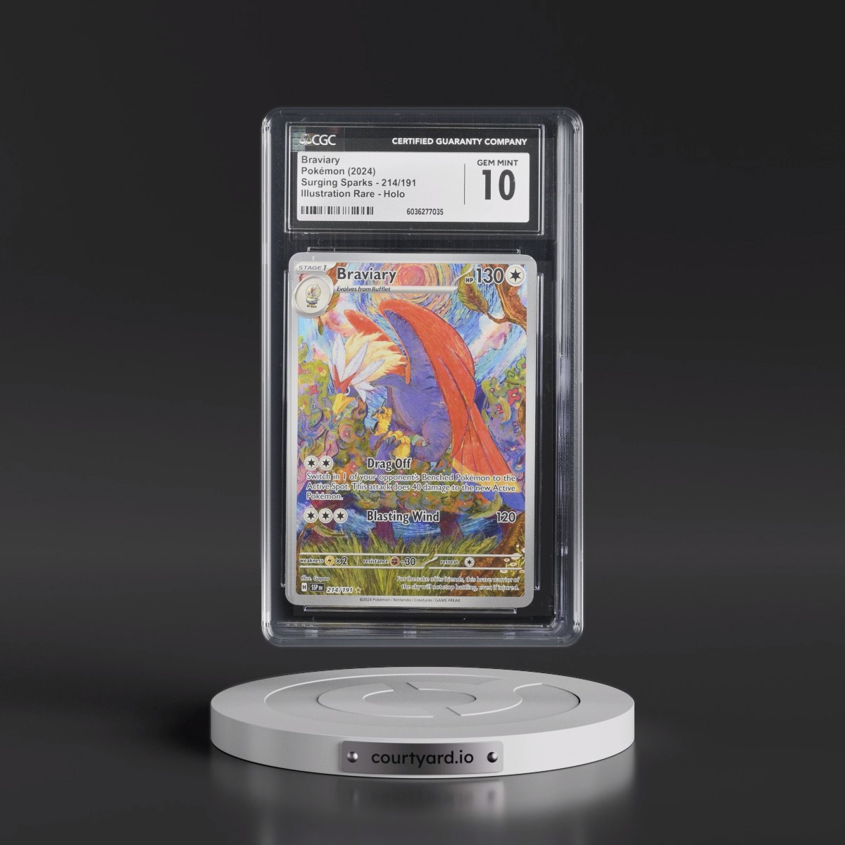 2024 Surging Sparks - SSP EN #214/191 Braviary - Illustration Rare Holo (CGC 10 GEM MINT)