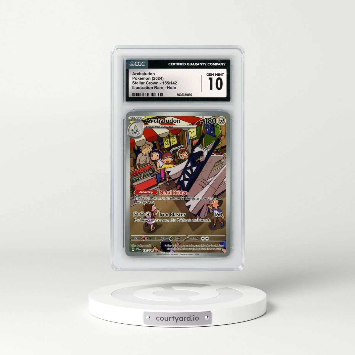 2024 Pokémon Scr EN-Stellar Crown #155 Archaludon - Illustration Rare (CGC 10 GEM MINT)