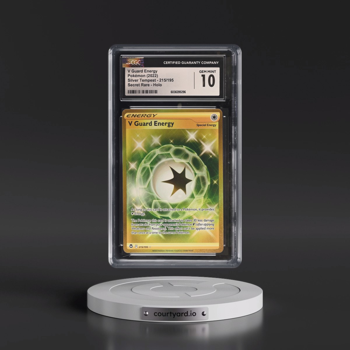 2022 Silver Tempest #215/195 V Guard Energy - Secret Rare Holo (CGC 10 GEM MINT)