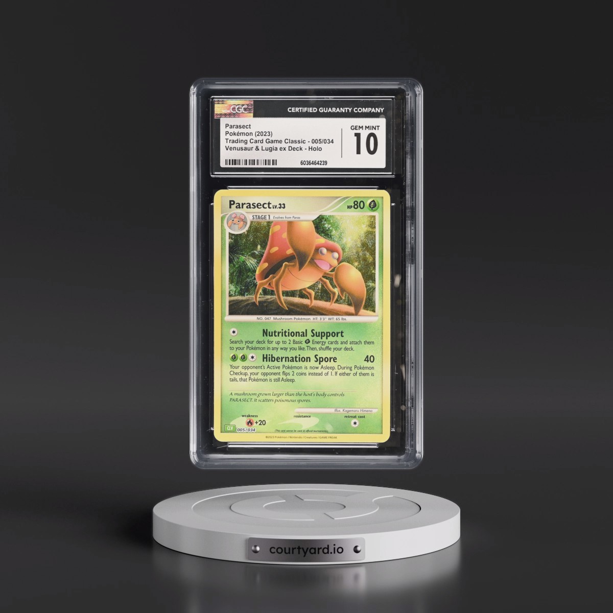 2023 Trading Card Game Classic - CLV, CLC, CLB #005/034 Parasect - Venusaur & Lugia ex Deck - CLV Holo (CGC 10 GEM MINT)