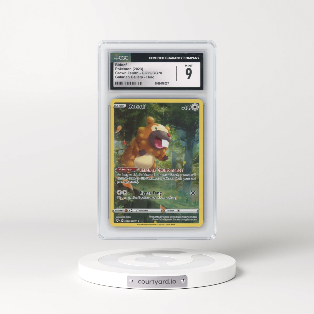 2023 Crown Zenith #GG29/GG70 Bidoof - Galarian Gallery Holo (CGC 9 MINT)